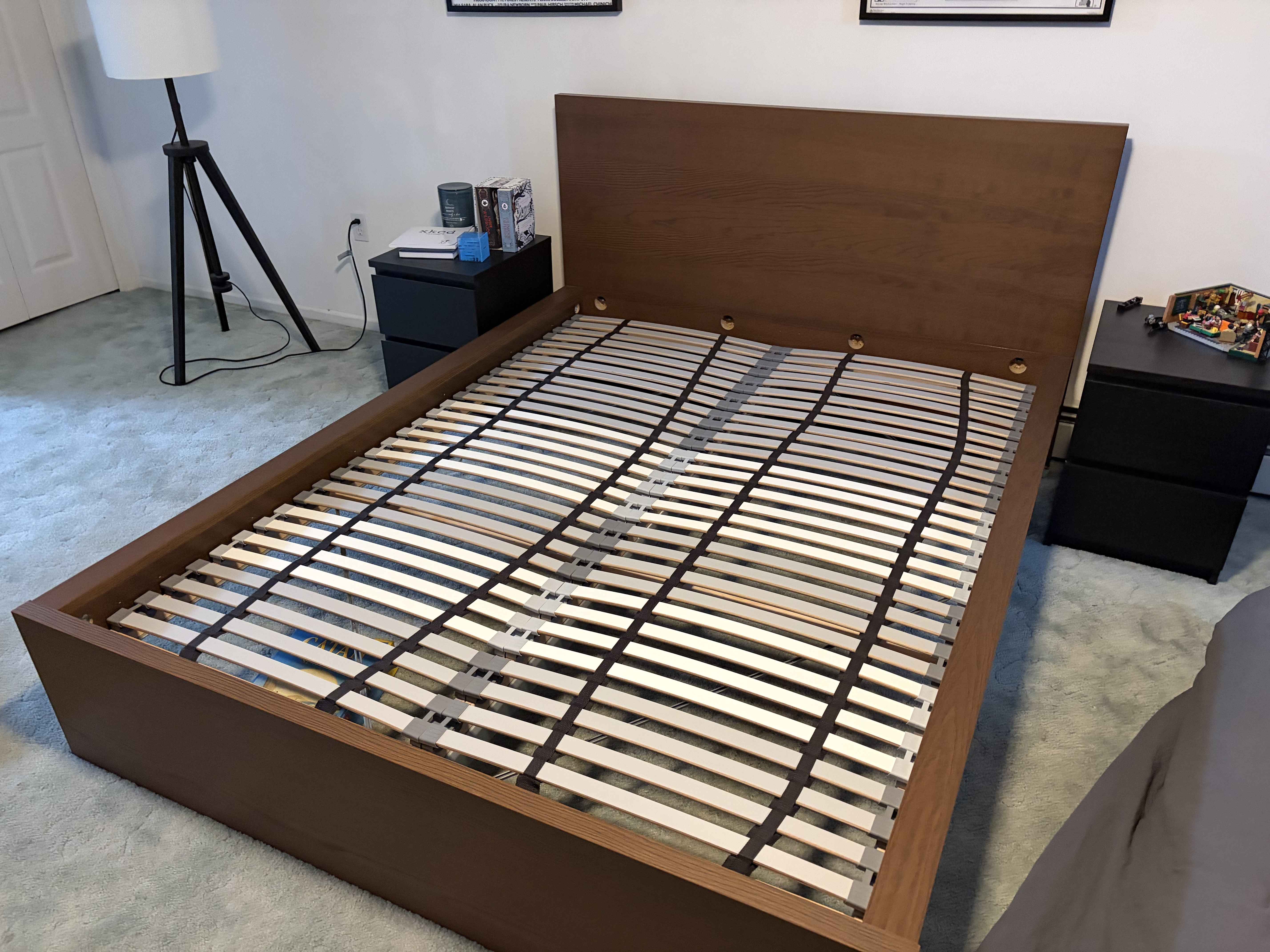 IKEA Malm Queen Bed Frame — Walnut Veneer with Slats