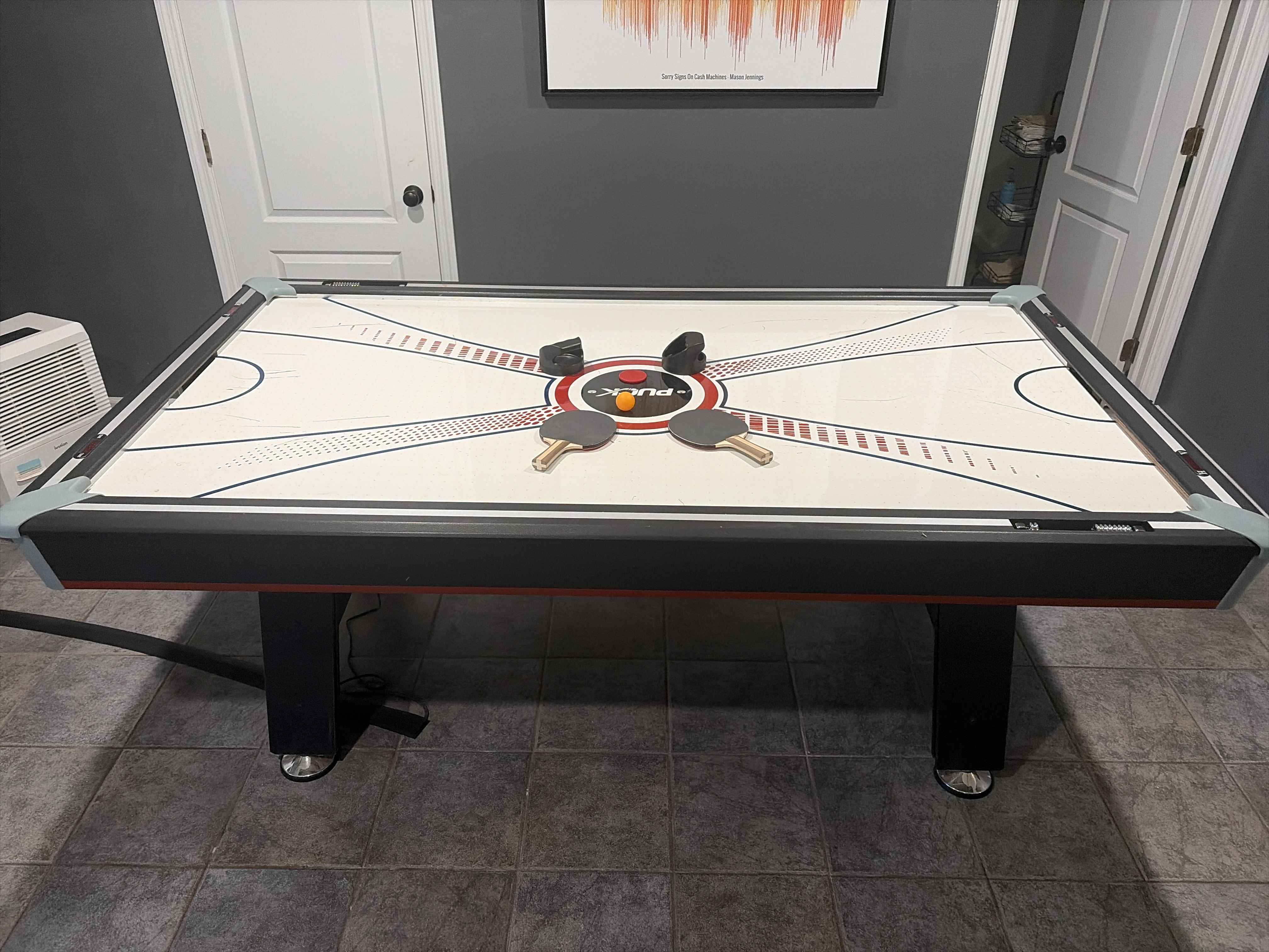 PUCK Atlas 7-Foot Air Hockey + Table Tennis Combo