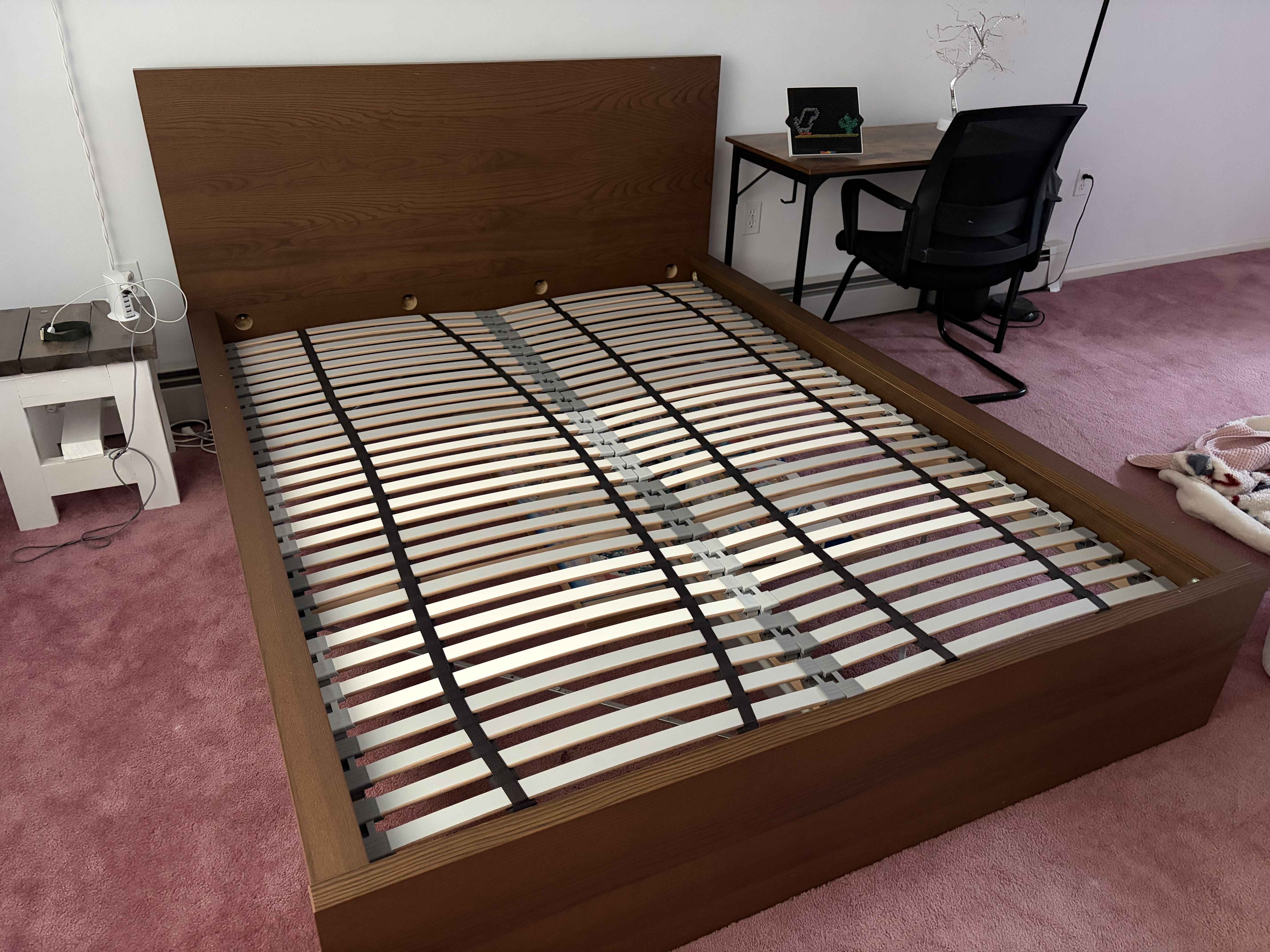 IKEA Malm Queen Bed Frame — Walnut Veneer with Slats