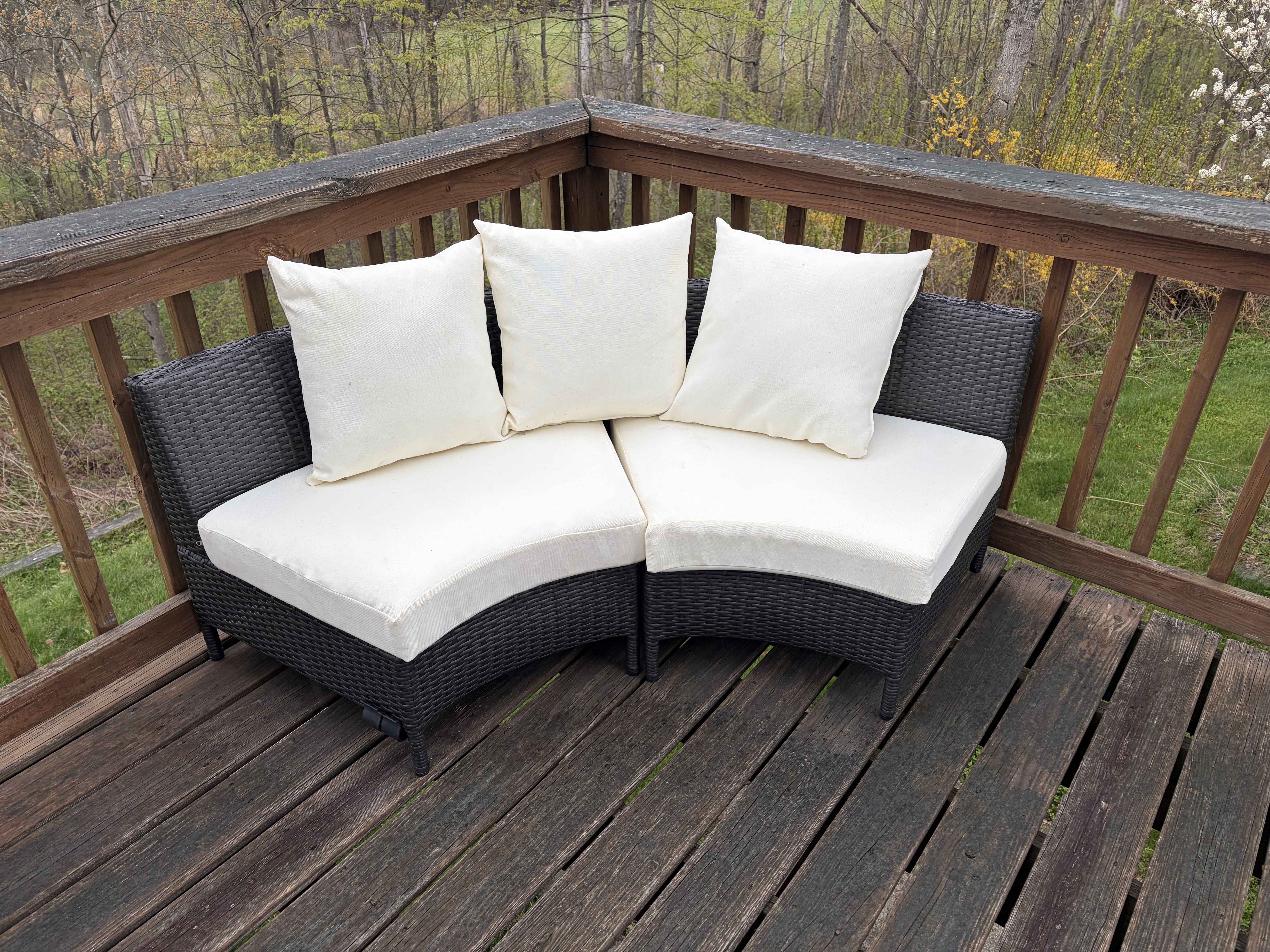 Curved Wicker Patio Sectional — 2 Pieces