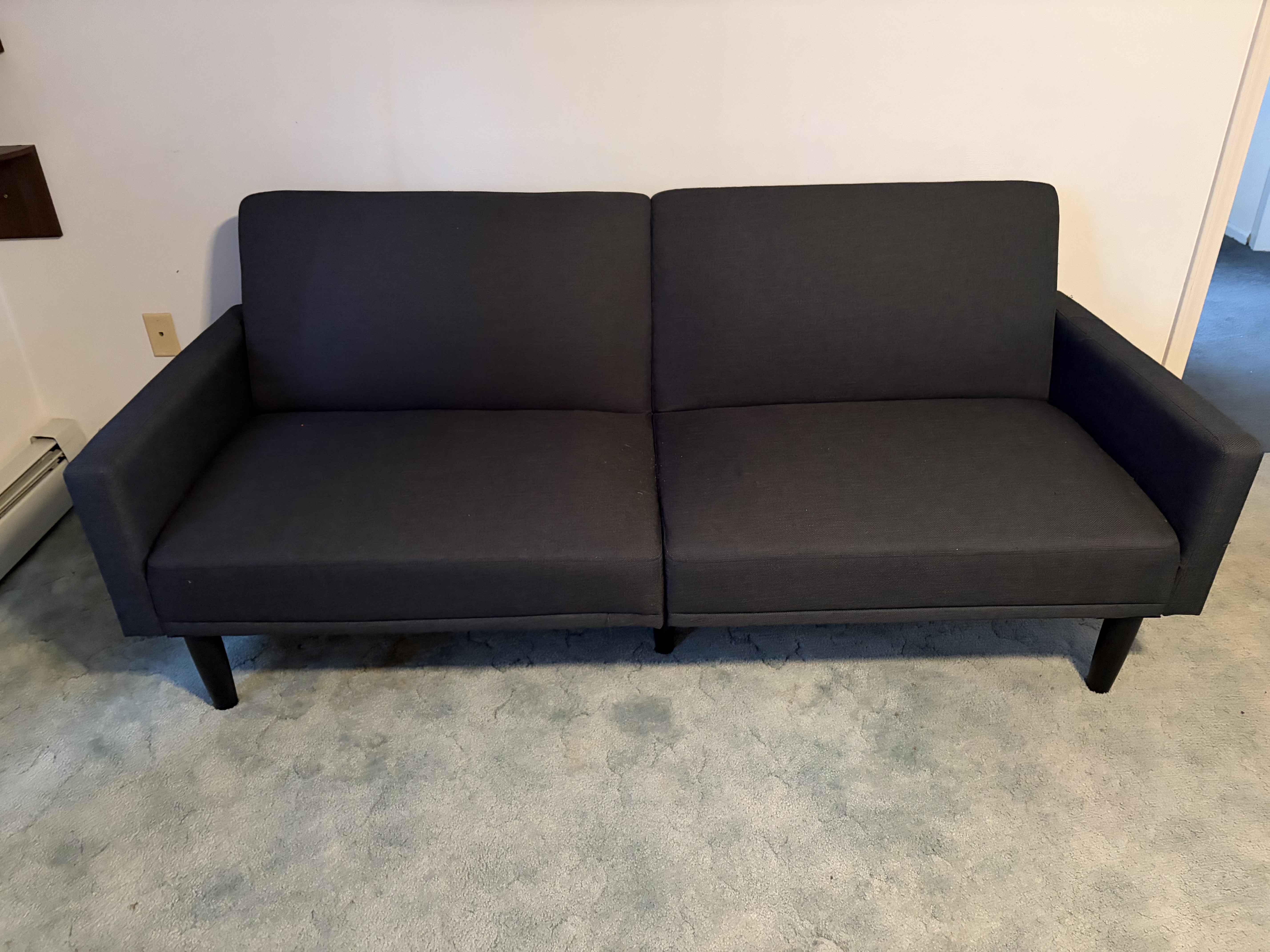 Convertible Futon Sofa — Charcoal Gray